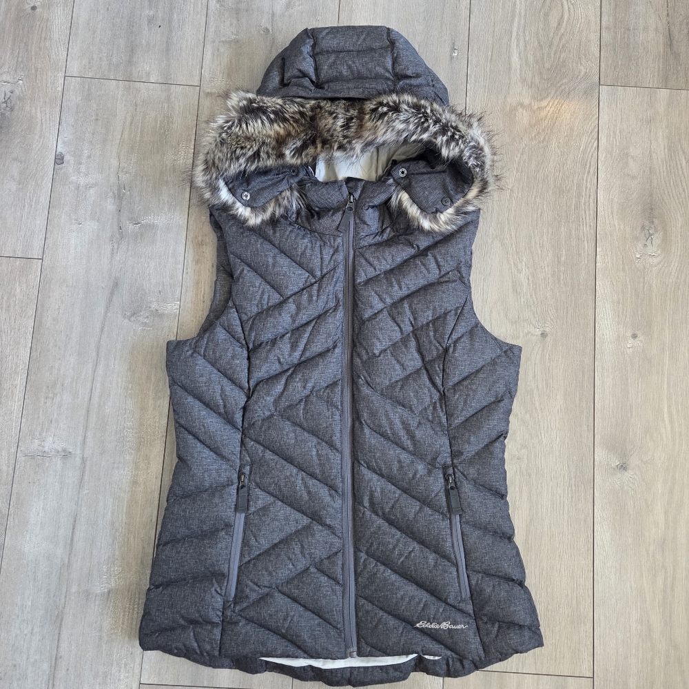 Eddie Bauer Slate Mountain Down Vest Insulated Hooded Puffer Vest Women's S